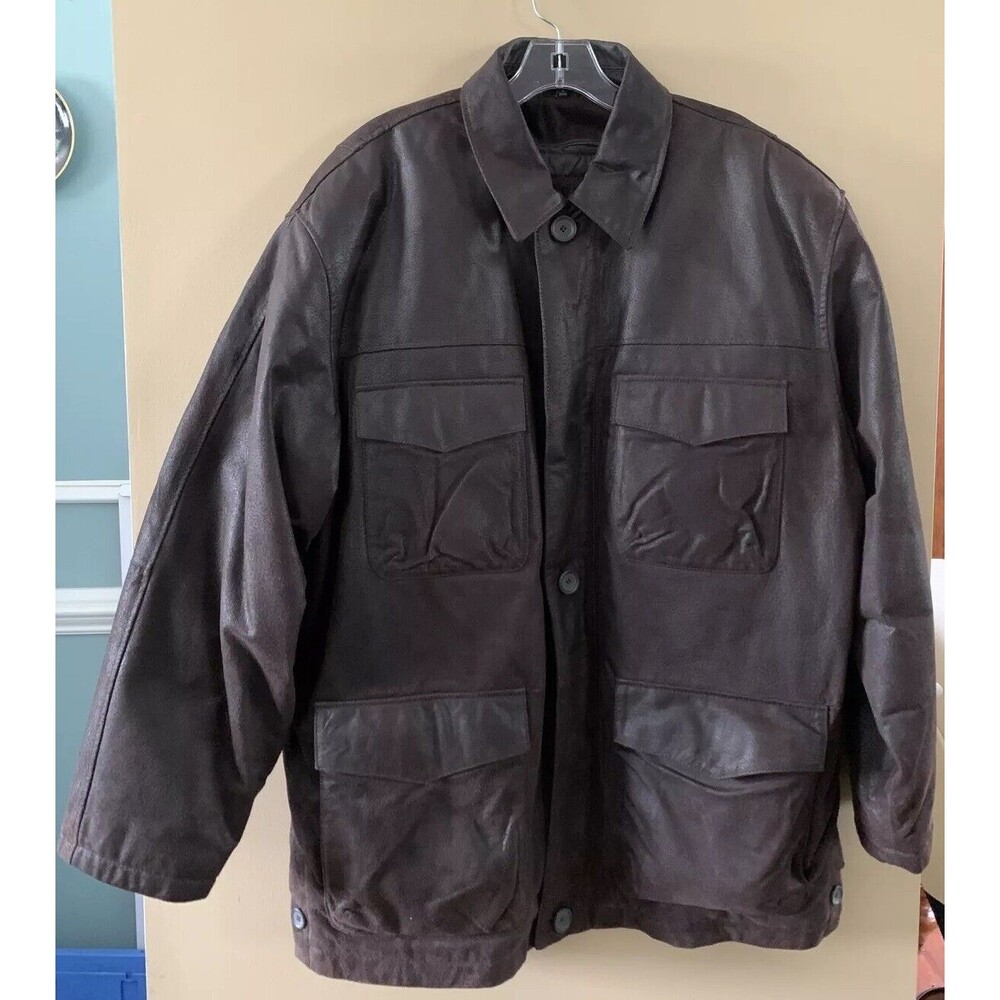 Guide Gear Mens Brown Leather Coat DuPont Thermolite Plus Insulation Size Large